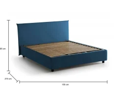 Letto francese con testiera blu 155x215cm - Alvacus