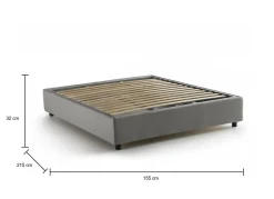 Letti Contenitore|Letti Alla Francese > Dmora Letto francese design 155x215cm - Arvic Grigio