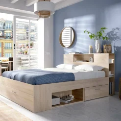 Letti Contenitore > Dmora Letto francese elegante rovere 218x149cm - Conching Marrone Rovere