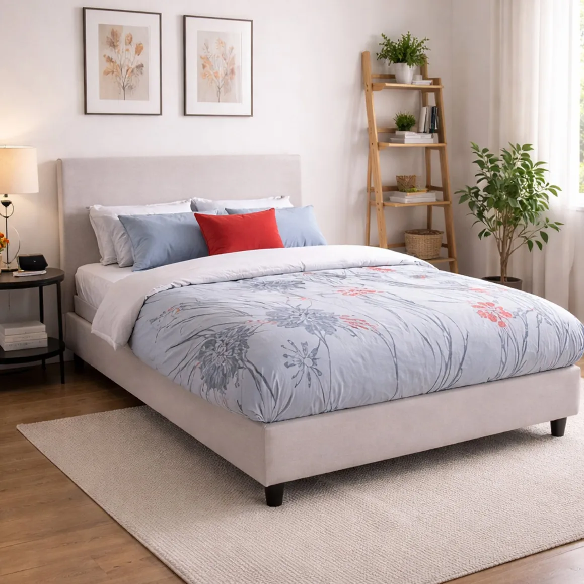 Letto francese imbottito bianco 155x205cm - Alion