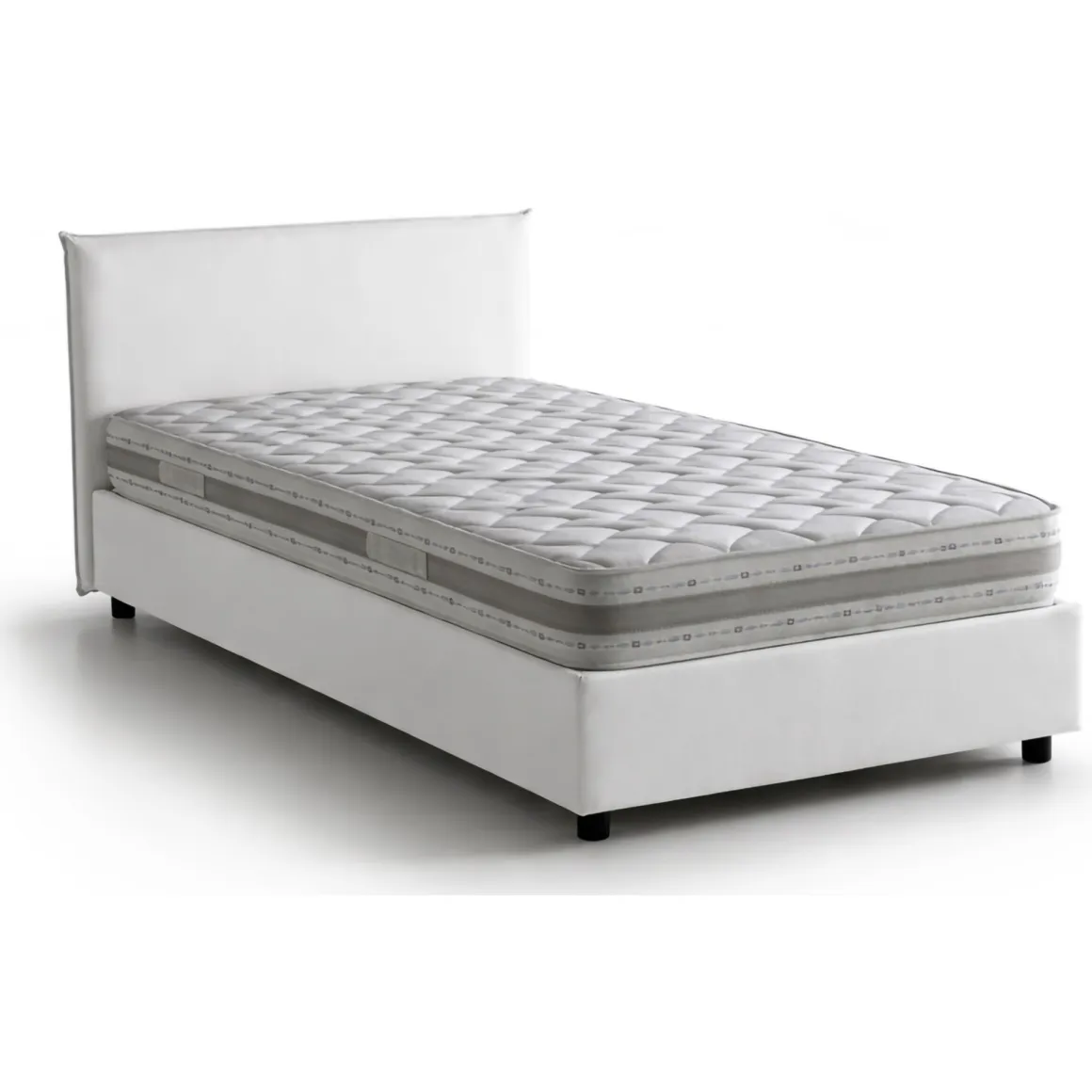 Letto francese imbottito bianco 155x205cm - Alion