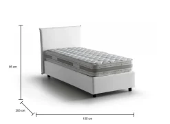 Letto francese imbottito bianco 155x205cm - Alion