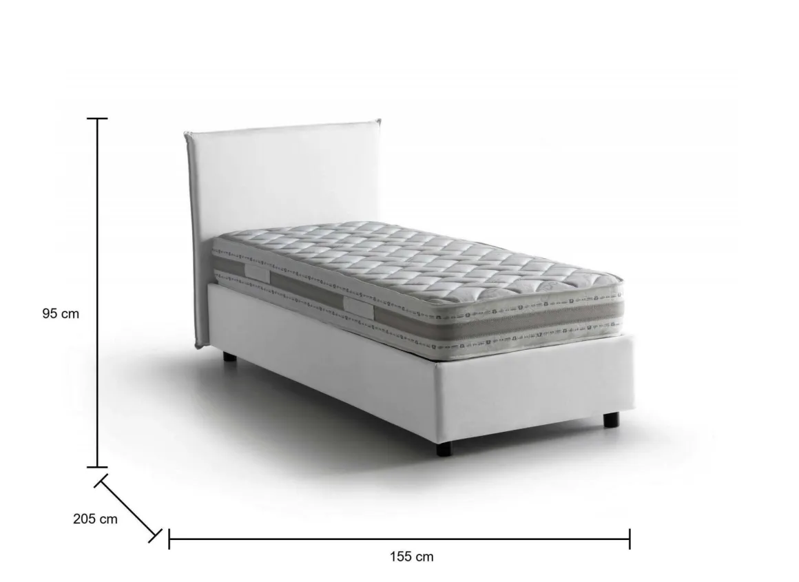 Letto francese imbottito bianco 155x205cm - Alion