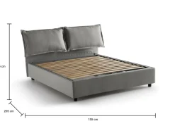 Letto francese imbottito grigio 155x205cm - Askari