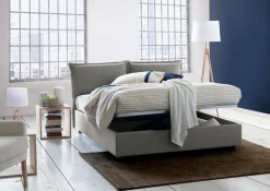 Letto francese imbottito grigio 155x205cm - Askari