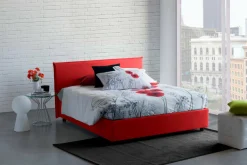 Letto francese imbottito rosso 155x205cm - Alion
