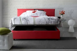 Letto francese imbottito rosso 155x205cm - Alion