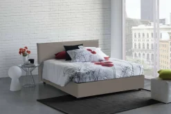 Letti Contenitore|Letti Alla Francese > Dmora Letto francese imbottito tortora 155x215cm - Morganite Grigio Tortora