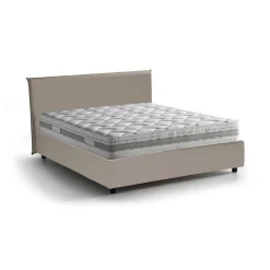 Letti Contenitore|Letti Alla Francese > Dmora Letto francese imbottito tortora 155x215cm - Morganite Grigio Tortora