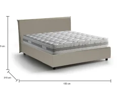 Letti Contenitore|Letti Alla Francese > Dmora Letto francese imbottito tortora 155x215cm - Morganite Grigio Tortora