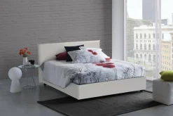 Letto francese in ecopelle bianco 155x205cm - Argain
