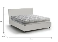 Letto francese in ecopelle bianco 155x205cm - Argain