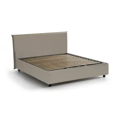 Letti Contenitore|Letti Alla Francese > Dmora Letto francese in ecopelle tortora 155x205cm - Africa Grigio Tortora