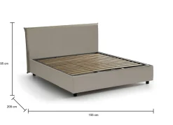 Letti Contenitore|Letti Alla Francese > Dmora Letto francese in ecopelle tortora 155x205cm - Africa Grigio Tortora