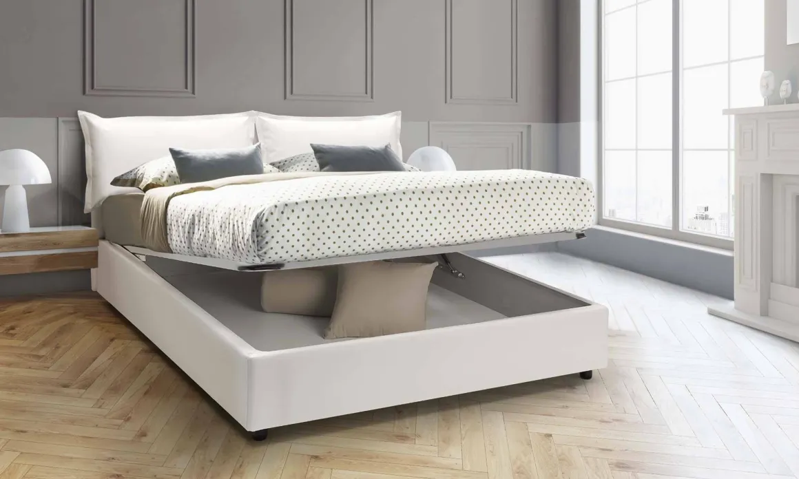 Letto francese in legno bianco 155x205cm - Amelh