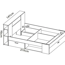 Letto francese in legno bianco 218x149cm - Conching