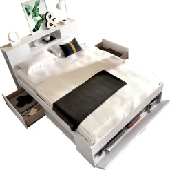 Letto francese in legno bianco 218x149cm - Conching