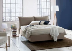 Letti Contenitore|Letti Alla Francese > Dmora Letto francese in legno tortora 155x205cm - Askari Grigio Tortora