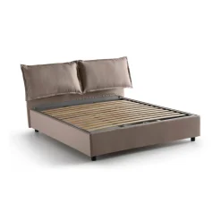 Letti Contenitore|Letti Alla Francese > Dmora Letto francese in legno tortora 155x205cm - Askari Grigio Tortora