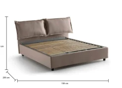 Letti Contenitore|Letti Alla Francese > Dmora Letto francese in legno tortora 155x205cm - Askari Grigio Tortora