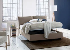 Letti Contenitore|Letti Alla Francese > Dmora Letto francese in legno tortora 155x205cm - Askari Grigio Tortora