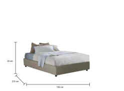 Letto francese in legno tortora 155x215cm - Osanna