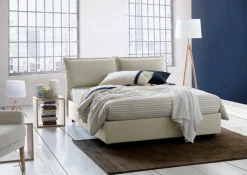 Letti Contenitore|Letti Alla Francese > Dmora Letto francese in tessuto 155x215cm - Agalo Beige