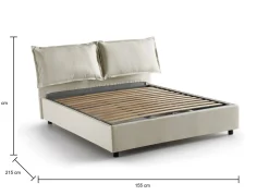 Letti Contenitore|Letti Alla Francese > Dmora Letto francese in tessuto 155x215cm - Agalo Beige