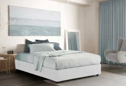 Letti Alla Francese > Dmora Letto francese in tessuto 195x258cm - Villamar Bianco