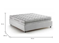 Letto francese in tessuto bianco 155x205cm - Arto