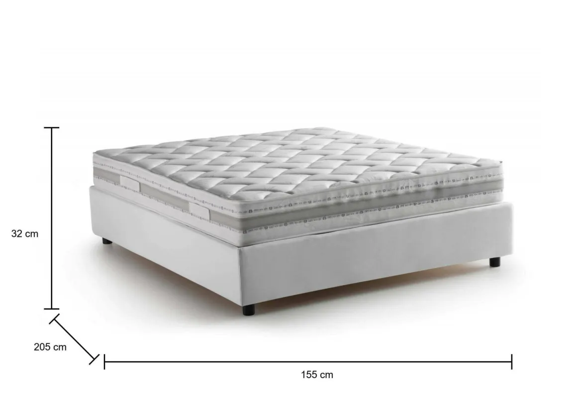 Letto francese in tessuto bianco 155x205cm - Arto