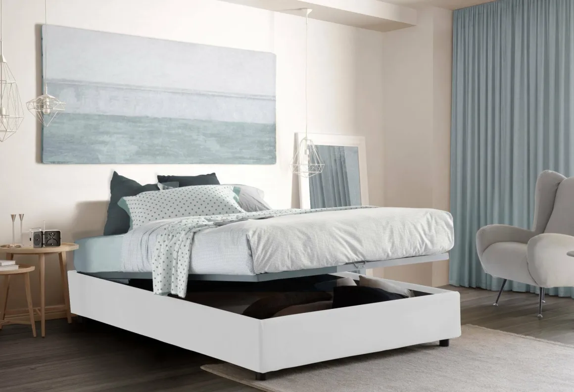 Letto francese in tessuto bianco 155x205cm - Arto