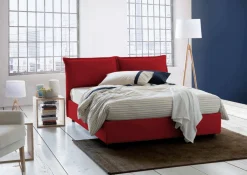 Letti Contenitore|Letti Alla Francese > Dmora Letto francese in tessuto 155x205cm - Askari Rosso