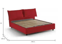 Letti Contenitore|Letti Alla Francese > Dmora Letto francese in tessuto 155x205cm - Askari Rosso