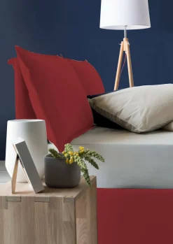 Letti Contenitore|Letti Alla Francese > Dmora Letto francese in tessuto 155x205cm - Askari Rosso