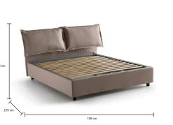 Letto francese in tessuto tortora 155x215cm - Agalo