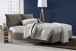 Letto francese in tessuto tortora 155x215cm - Agalo