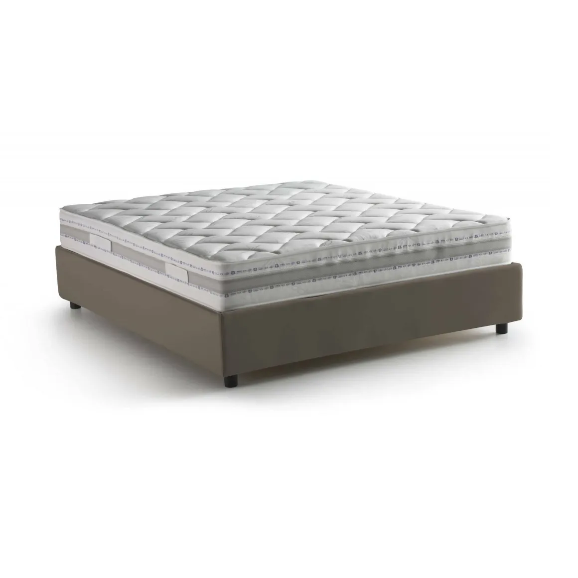 Letto francese materasso incluso tortora 155x205cm - Akemi