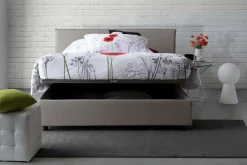 Letti Contenitore|Letti Alla Francese > Dmora Letto francese materasso incluso tortora 155x215cm - Aros Grigio Tortora