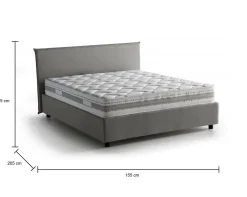 Letti Contenitore|Letti Alla Francese > Dmora Letto francese minimal 155x205cm - Alion Grigio