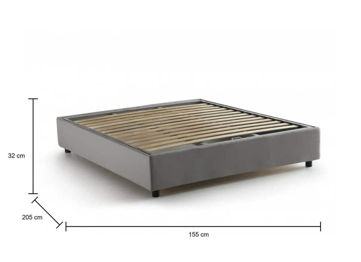 Letti Contenitore|Letti Alla Francese > Dmora Letto francese per ospiti 155x205cm - Attilino Grigio