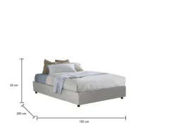 Letti Contenitore|Letti Alla Francese > Dmora Letto francese salvaspazio 155x205cm - Alion Blu