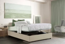 Letti Contenitore|Letti Alla Francese > Dmora Letto francese sfoderabile 155x215cm - Alaksir Beige