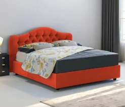 Letti Matrimoniali|Letti Contenitore > Dmora Letto Matrimoniale Materasso Incluso Sfoderabile, Contenitore Made in Italy - Allik Arancione