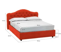 Letti Matrimoniali|Letti Contenitore > Dmora Letto Matrimoniale Materasso Incluso Sfoderabile, Contenitore Made in Italy - Allik Arancione