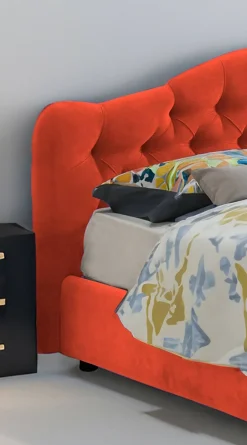 Letti Matrimoniali|Letti Contenitore > Dmora Letto Matrimoniale Materasso Incluso Sfoderabile, Contenitore Made in Italy - Allik Arancione