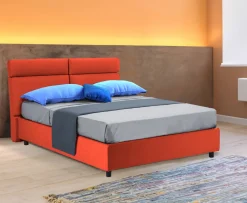 Letti Matrimoniali|Letti Contenitore > Dmora Letto Matrimoniale Sfoderabile Contenitore, Dimensione Materasso 160x190 cm Made in Italy - Arex Arancione