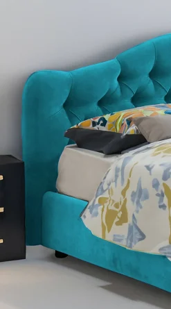 Letto Matrimoniale Azzurro Materasso Incluso Sfoderabile, Contenitore Made in Italy - Alfer