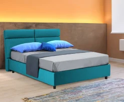 Letto Matrimoniale Azzurro Materasso Incluso Sfoderabile, Contenitore Made in Italy - Annus