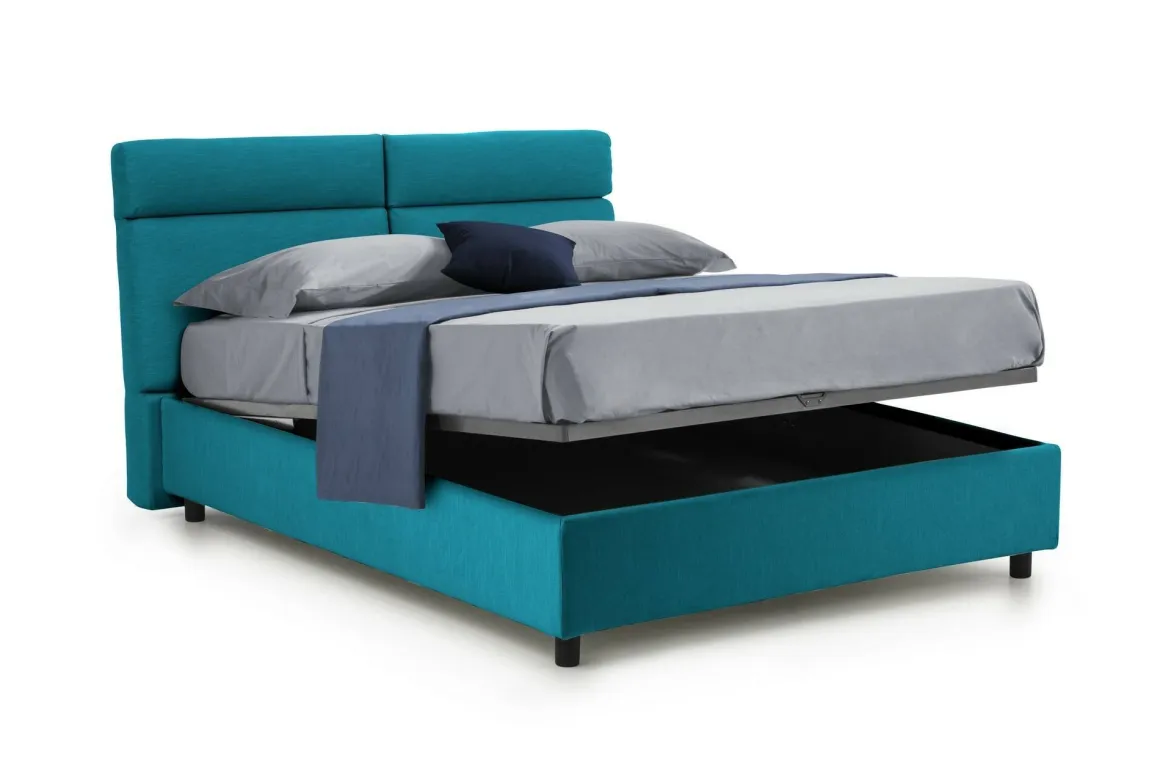 Letti Matrimoniali|Letti Contenitore > Dmora Letto Matrimoniale Materasso Incluso Sfoderabile, Contenitore Made in Italy - Asica Azzurro